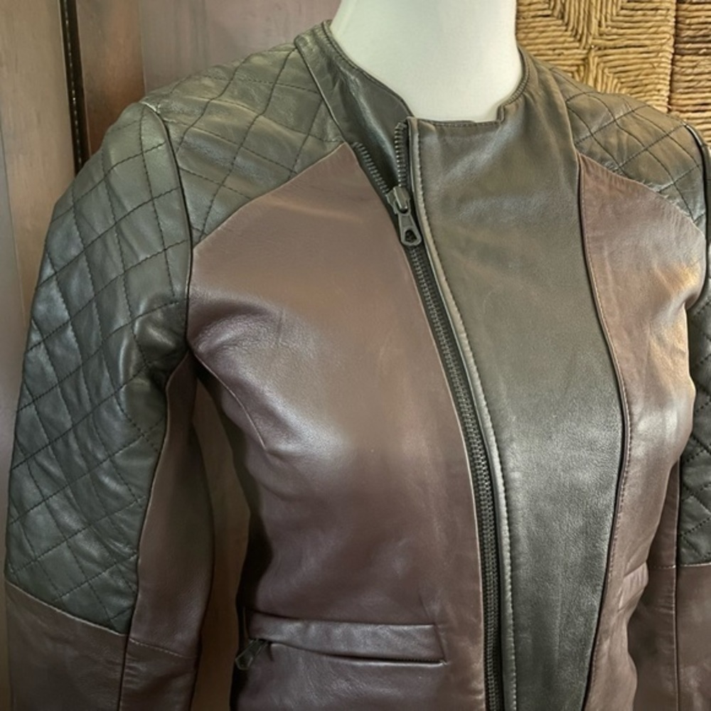 Joe’s Jeans Two-Tone Motorcycle Leather Jacket size‎ small - Picture 3 of 11